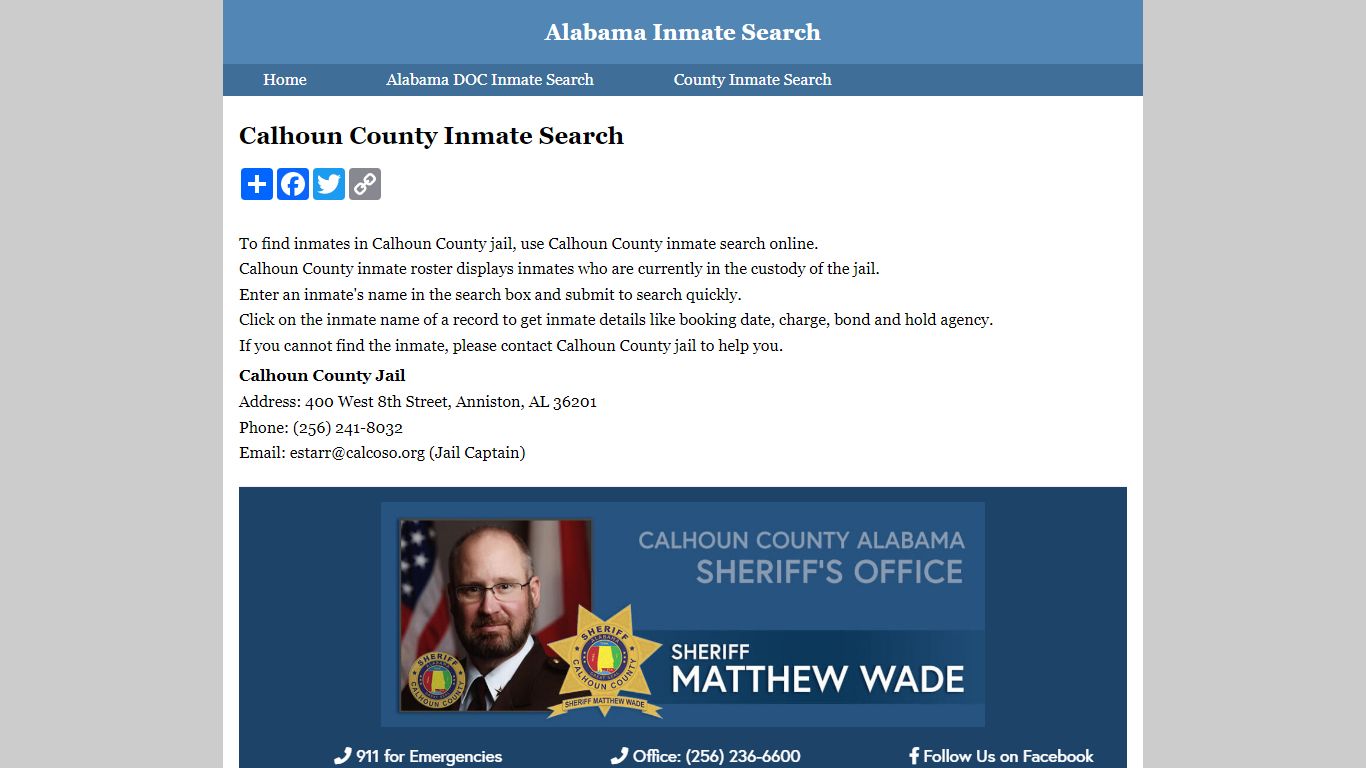 Calhoun County Inmate Search